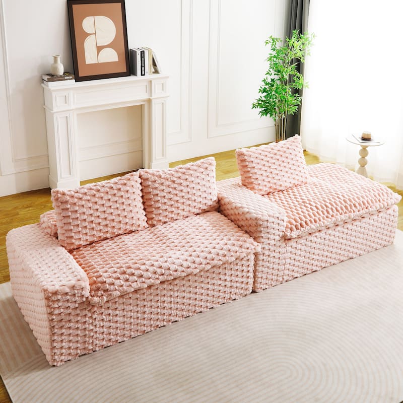 Versatile Turtle Velvet Sectional Sofa with Loveseat Couch and Chaise Lounge, Free Combination Modular Compressed Couch