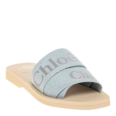 Chloe Woody Flat Mule - Pearl Blue