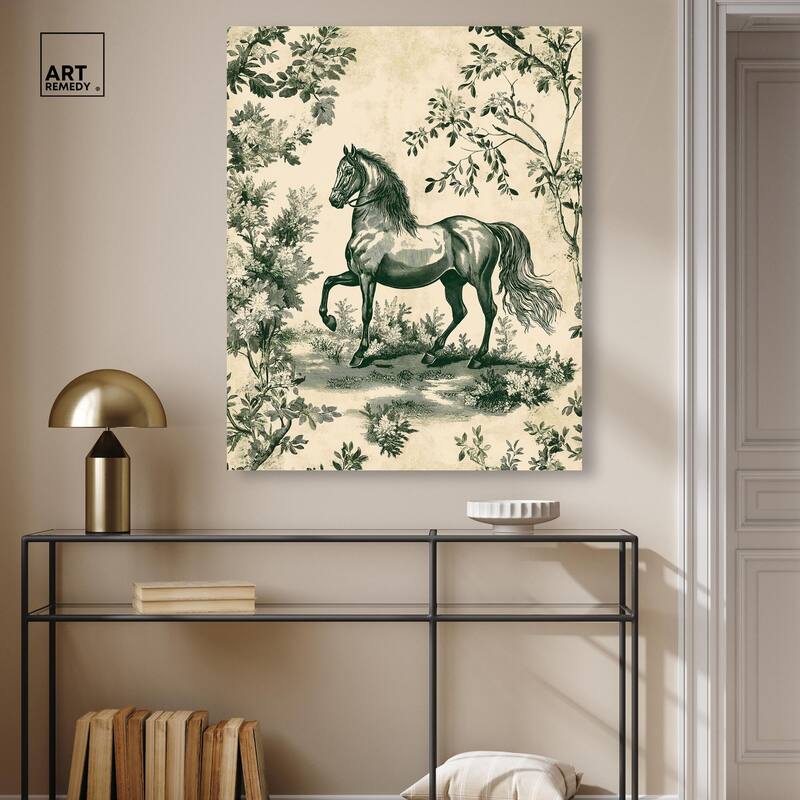 Equestrian Etching Canvas by Art Remedy, Gallery Wrapped