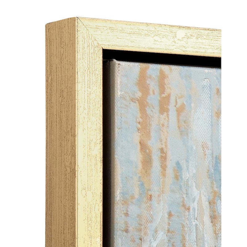 Canvas Tree Abstract Framed Wall Art with Gold and Copper Accents - Blue - Roche River Decor