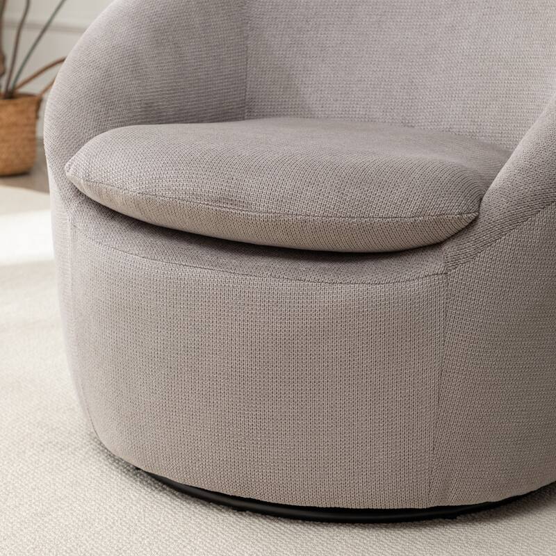 Round Armchair Office Chair Accent Chair with Plush Seat Cushion, Swivel Barrel Chair Single Lounge Sofa