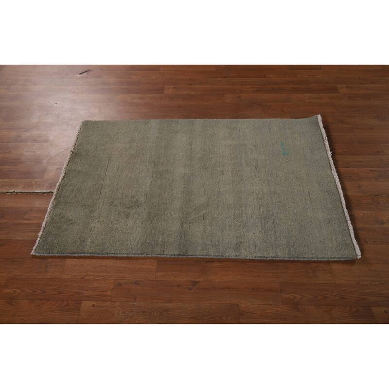 Modern Tribal Gabbeh Oriental Rug Handmade Green Wool Carpet - 2'9" x 4'0"