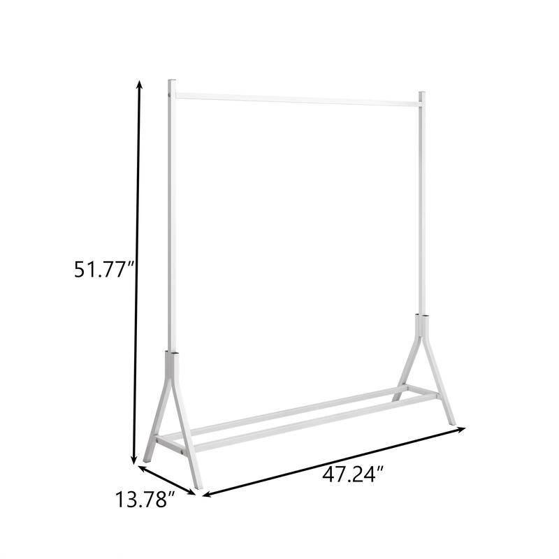 Modern Freestanding Coat Rack with Multifunctional Single Rod, Triangle A Frame Design, for Bedroom, White