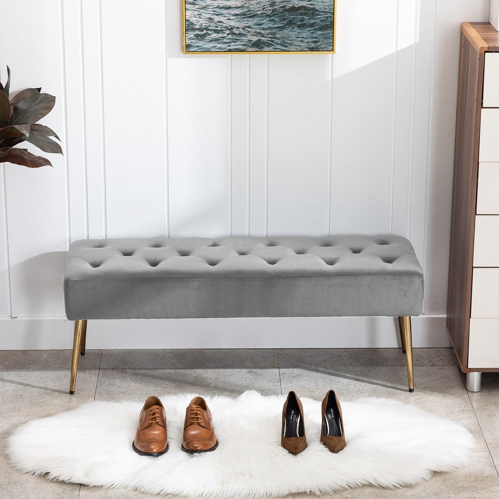 Modern 44" Length Button Tufted Bench