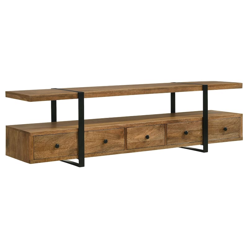 Otto 5-Drawer Mango Wood 70" TV Stand Media Console Brown