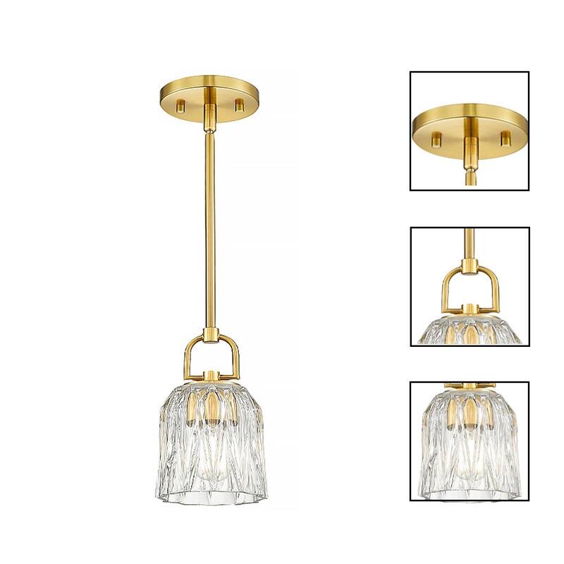 5” Kitchen light brushed gold pendant light glass, metal island lights