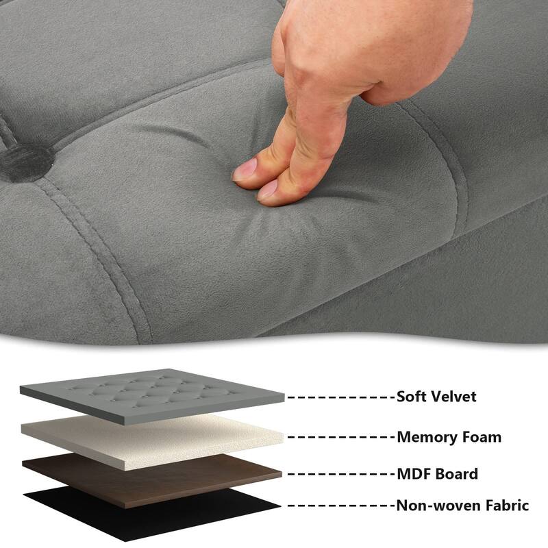 30 Inches Folding Storage Ottoman Bench, Velvet Storage Chest, Footrest Couch with Wooden Legs, Support 350lbs