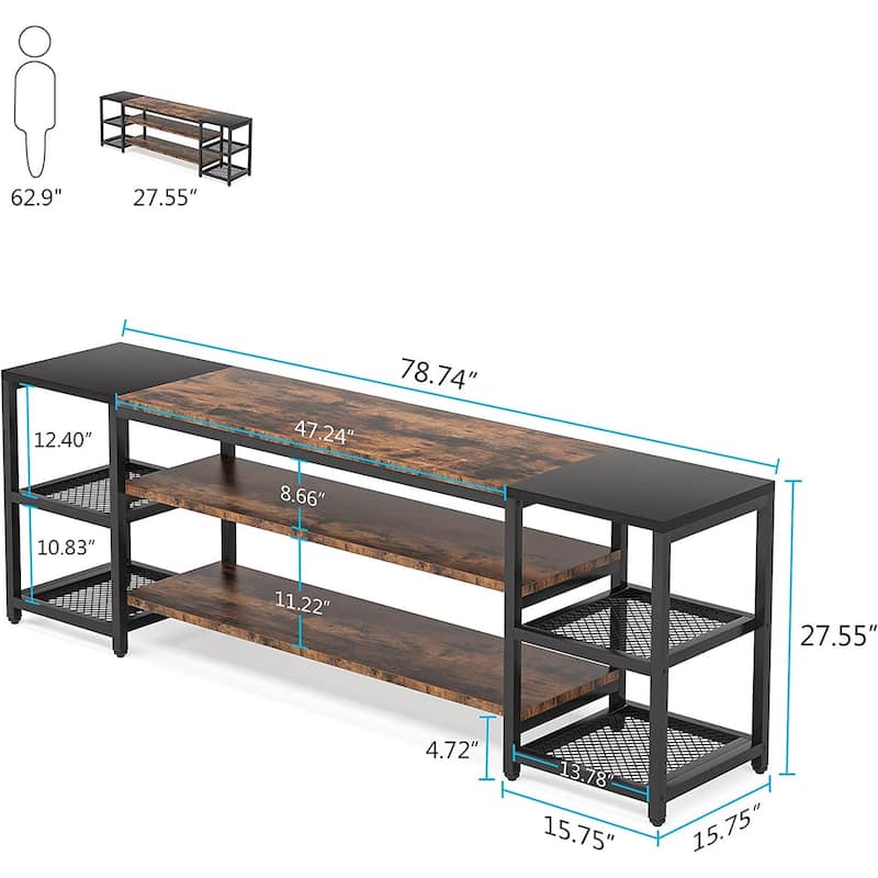 78 Inches TV Stand Entertainment Center Stand, TV Console Table