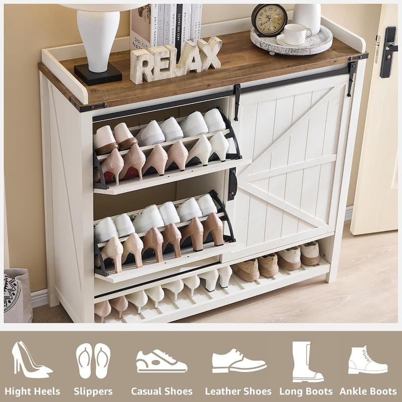 Farmhouse Shoe Storage Cabinet, Shoe Organizer, Shoe Rack Cabinet