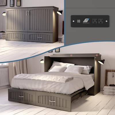 Southampton Murphy Bed Chest with Mattress & Built-In Charger