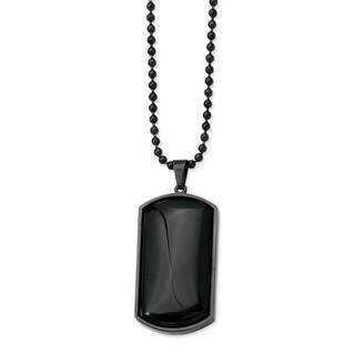 Stainless Steel Black IP Plated Dragon Dog Tag Necklace 38x25mm 22 Inches Stainless Steel Black IP Plated Dragon Dog Tag Necklace 38x25mm 22 Inches