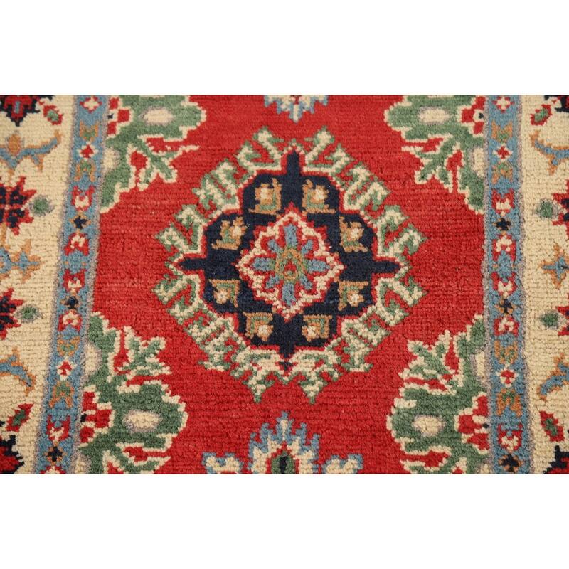 Red Kazak Oriental Foyer Rug Hand-Knotted Traditional Wool Carpet - 2'0" x 3'0"