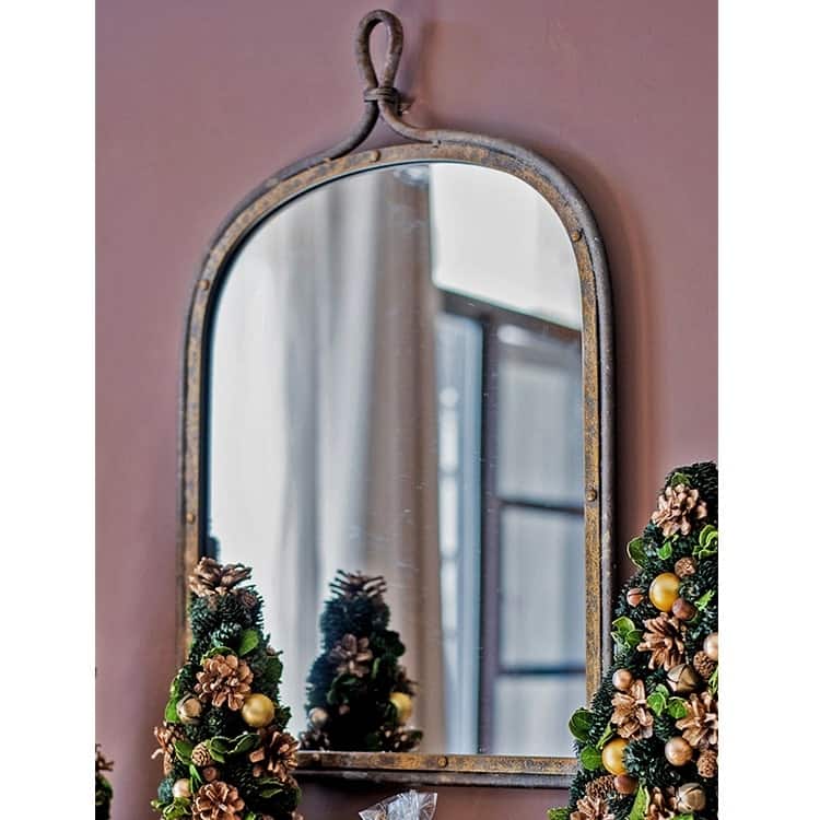 RusticReach Antique Style Dark Iron Mirror - Gold