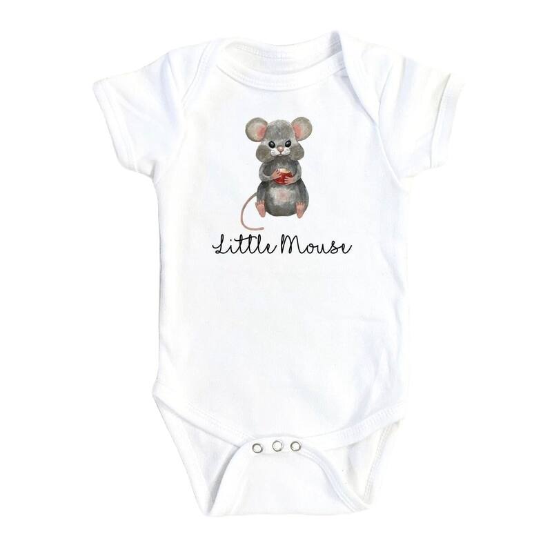Little Mouse - Baby Boy Girl Clothes Infant Bodysuit Funny Cute Newborn - White - Newborn