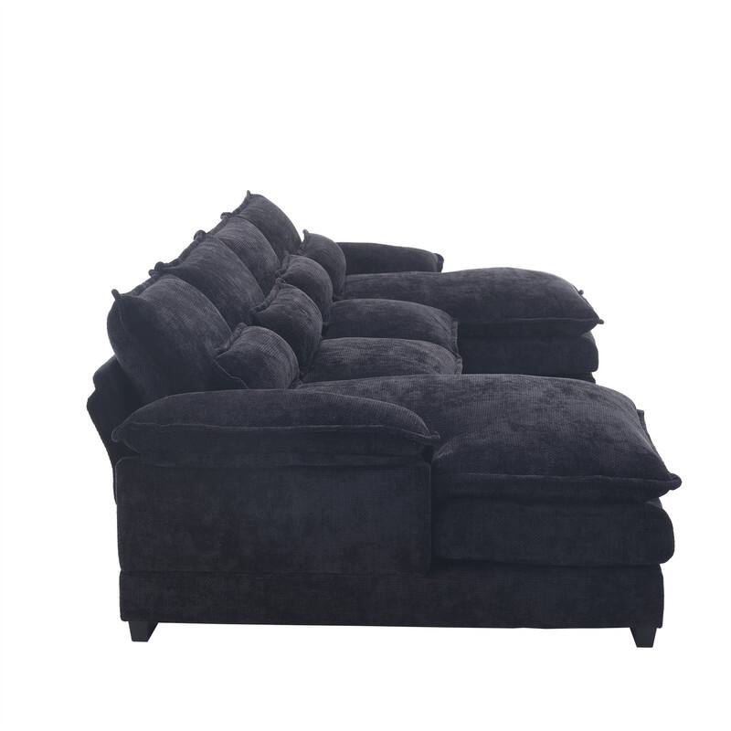 Sectional Sofa Cloud Couch for Living Room, Modern Chenille/Boucle U Shaped Couch, Comfy Modular Sofa Sleeper with Double Chaise