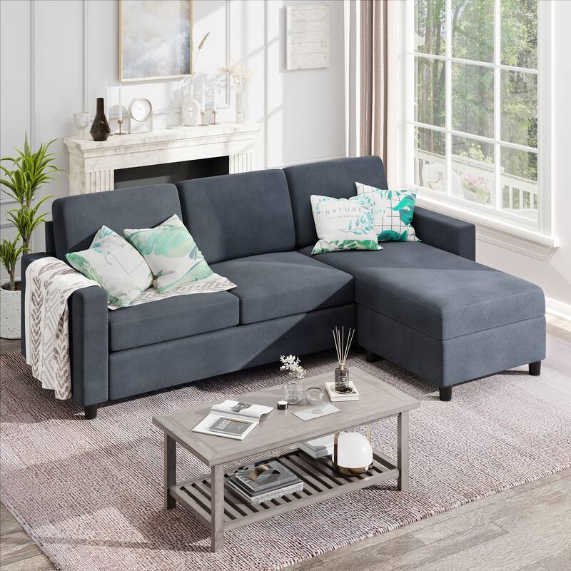 Futzca Modern L-shaped Convertible Sectional Sofa w/ Reversible Chaise