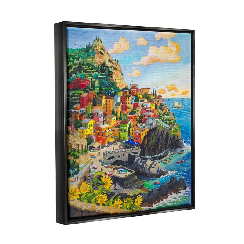 Stupell Cinque Terre View Framed Floater Canvas Wall Art Design by Robin Altman
