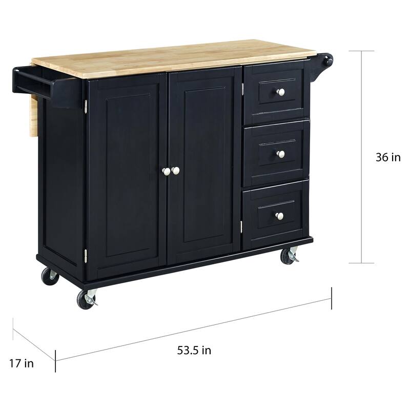 3-Drawer Drop Leaf Kitchen Cart with Wood Top by Homestyles