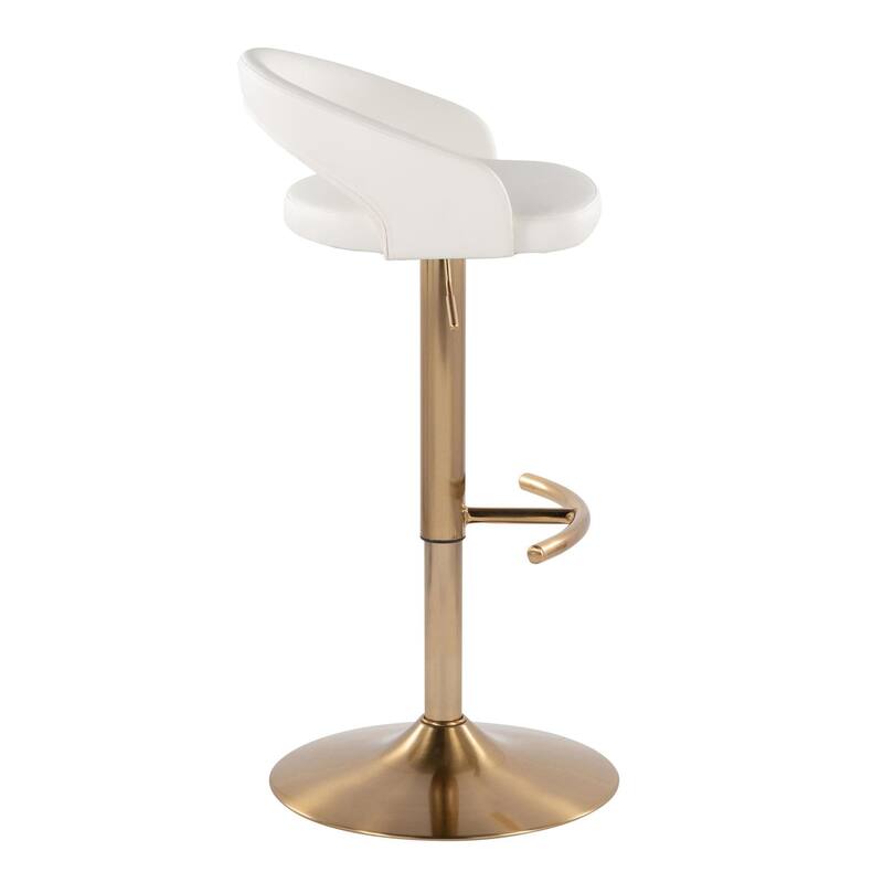 Grotto Upholstered Adjustable Barstool with Gold Metal - Set Of 3