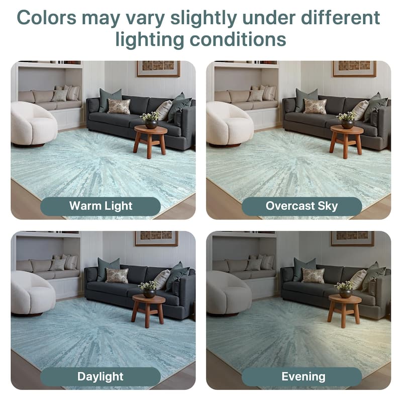 Mcow Abstract Modern Microfiber Low-Pile Washable Area Rug