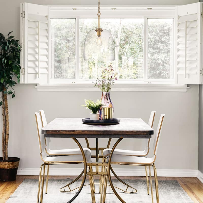 1-Light 14.6" Modern Gold Bowl Dome Clear Glass Pendant Light for Kitchen Island
