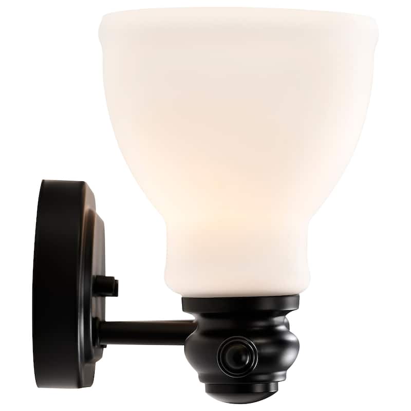 Russel 3 Light Vanity Matte Black with Satin White Glass - Matte Black