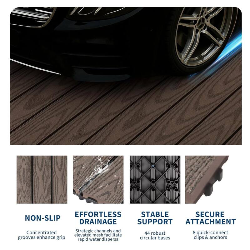 Interlinked-Style Composite Deck Tiles 12"x12"