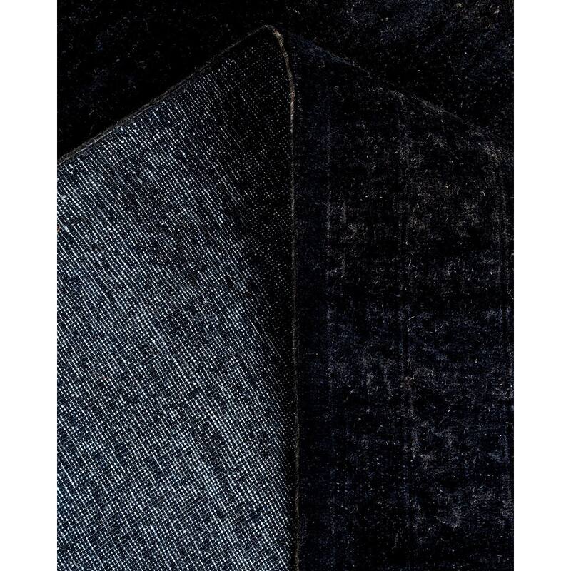 Overton Hand Knotted Wool Vintage Inspired Modern Contemporary Overdyed Black Area Rug - 9' 1" x 15' 4"