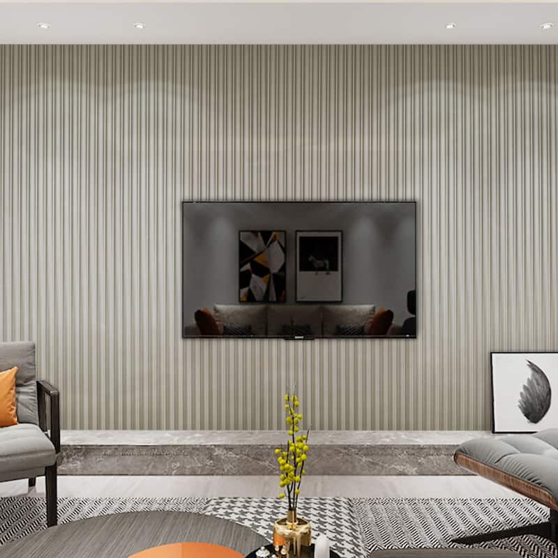 Art3d 104'' X 6.3'' Fluted Wall Panel for Interior Decor, WPC Wall Panel, Metal Finish,8pcs - N/A