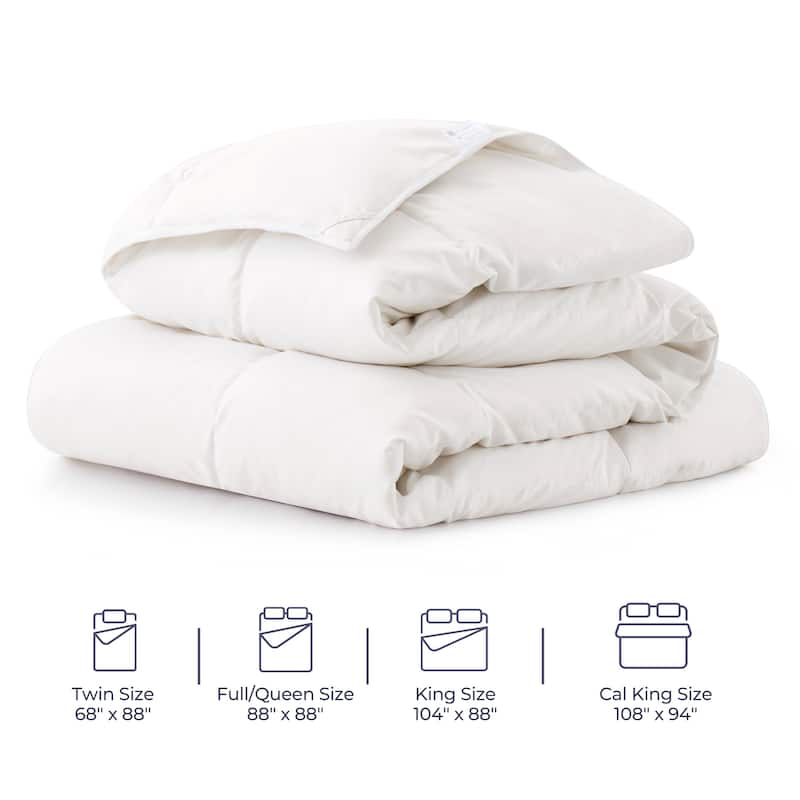 Medium Warmth All Season 600 Fill Power White Goose Feather Down Comforter Duvet Insert