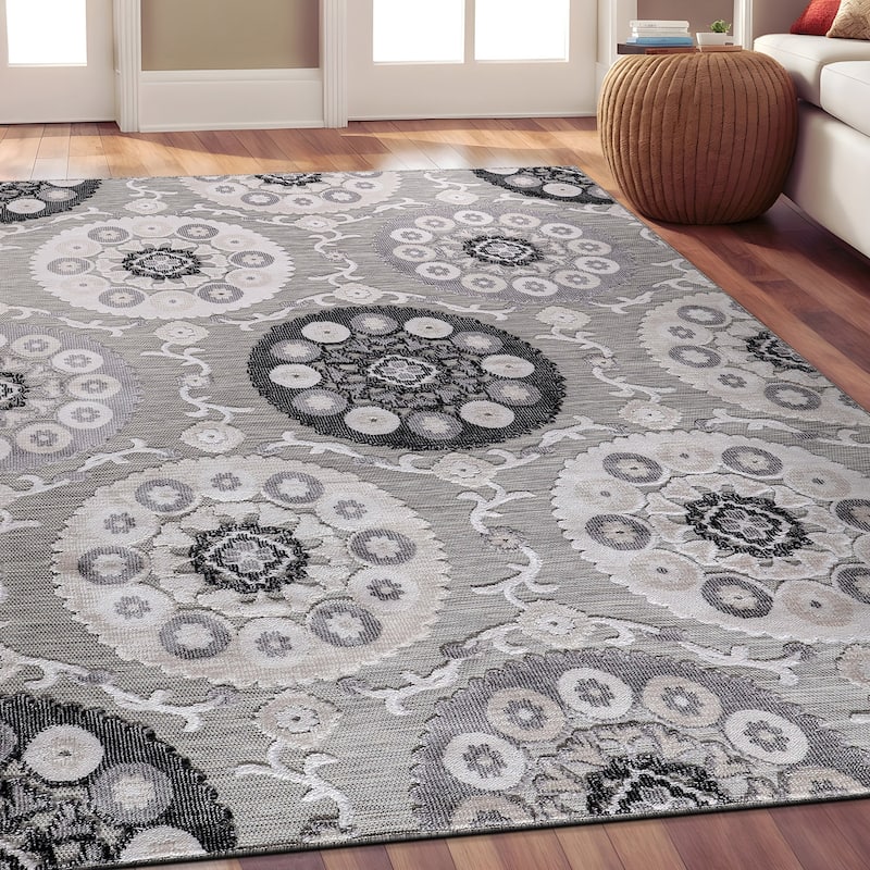 Beverly Rug Equator Medallion Bohemian Indoor Outdoor Area Rug