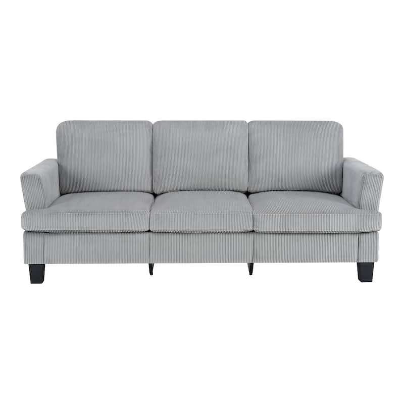 HomeRoots 84" Gray Corduroy Sofa