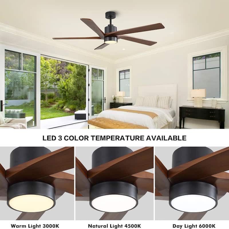 72" Matte Black Aero Blade Ceiling Fan with LED Light and Remote - Matte Black - 72"D x 72"W x 21"H