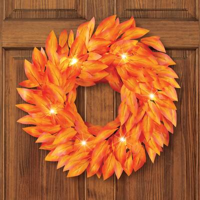 Orange Bay Leaves Fall Door Wreath