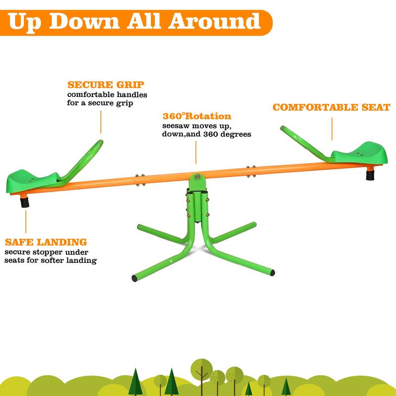Kids Spinning Seesaw Sit Spin Teeter Totter 360 Degree Rotation Swivel Teeter Totter Outdoor Playground Equipment