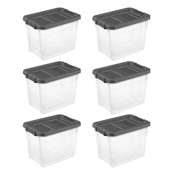 Sterilite 30 Qt Clear Plastic Stackable Storage Bin with Grey Latch Lid 6 Pack 2.8 On Sale Bed Bath Beyond 36045158