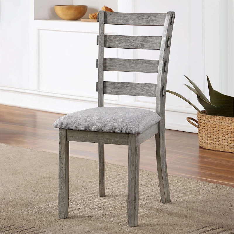 Gray Color Dining Chairs Padded Seat Set of 2pc