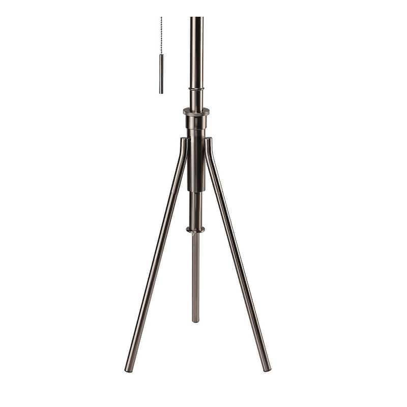 Vintage Look 1pc Floor Lamp Brushed Steel Tripod Legs Unique High Lamp Pull Switch 57"H