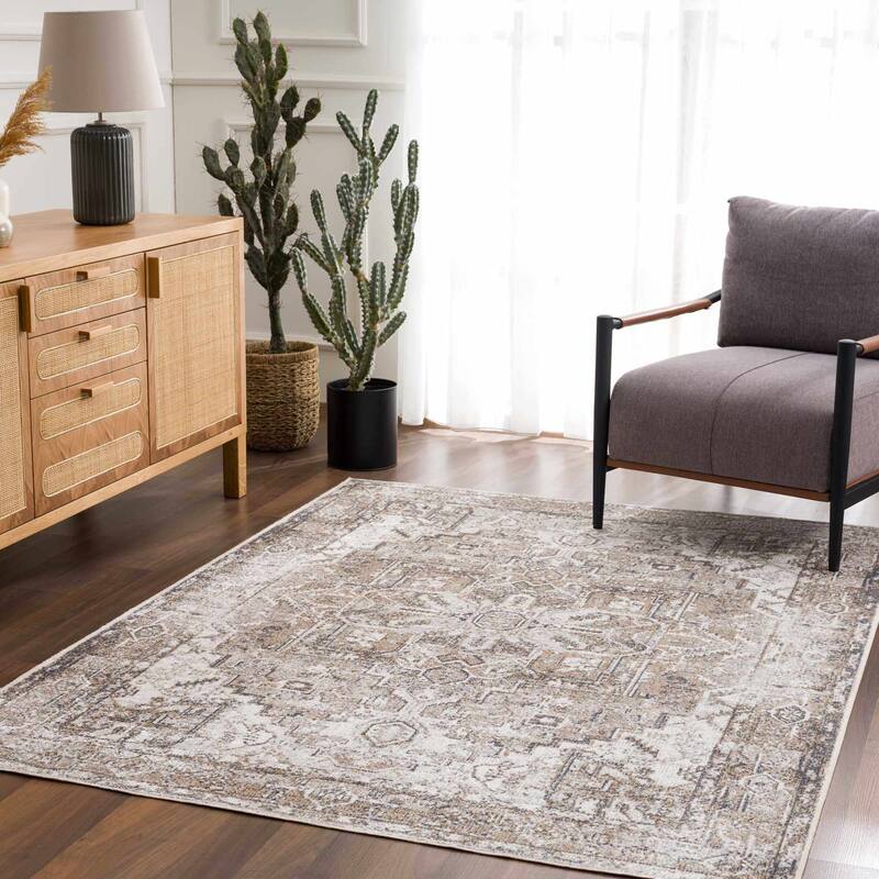 Hauteloom Manhattan Machine Washable Oriental Persian Medallion Vintage Distressed Area Rug