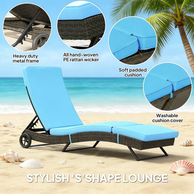 GDFStudio - Henriksen Outdoor Wicker Chaise Lounge with Adjustable Reclining Comfort Design - Chaise Lounge