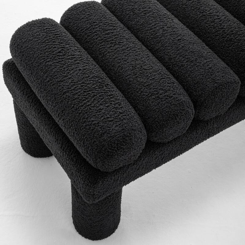 SEYNAR Modern Teddy Velvet Upholstered Rentangle Ottoman