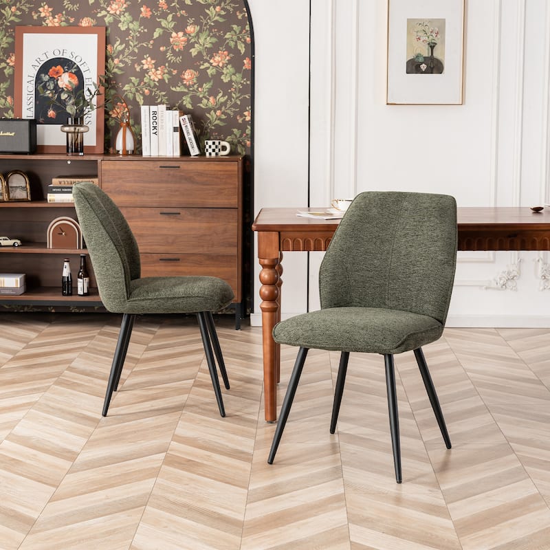 Mid Century Modern Armless Fabric Dining Room Chairs Set of 2