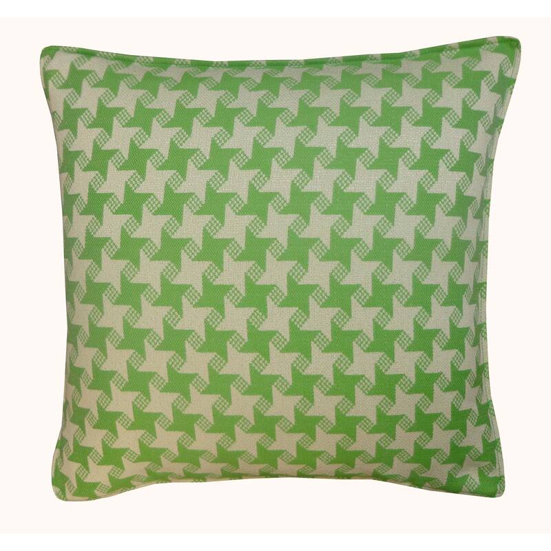 Jiti Outdoor Waterproof Textured Woven Houndstooth Patterned Square Throw Pillows Cushions for Garden Patio Chair 20 x 20 - Green/Cream