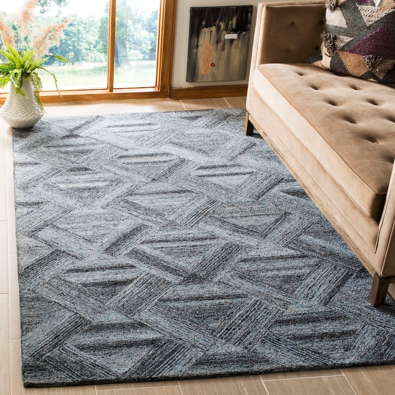 SAFAVIEH Handmade Abstract Gulshara Modern Wool Rug - 6' x 9' - Blue/Black