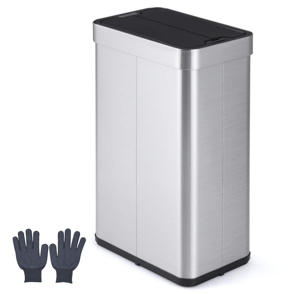 Gymax 16 Gallon Trash Can w/Wing Lids for Bedroom Bathroom Kitchen