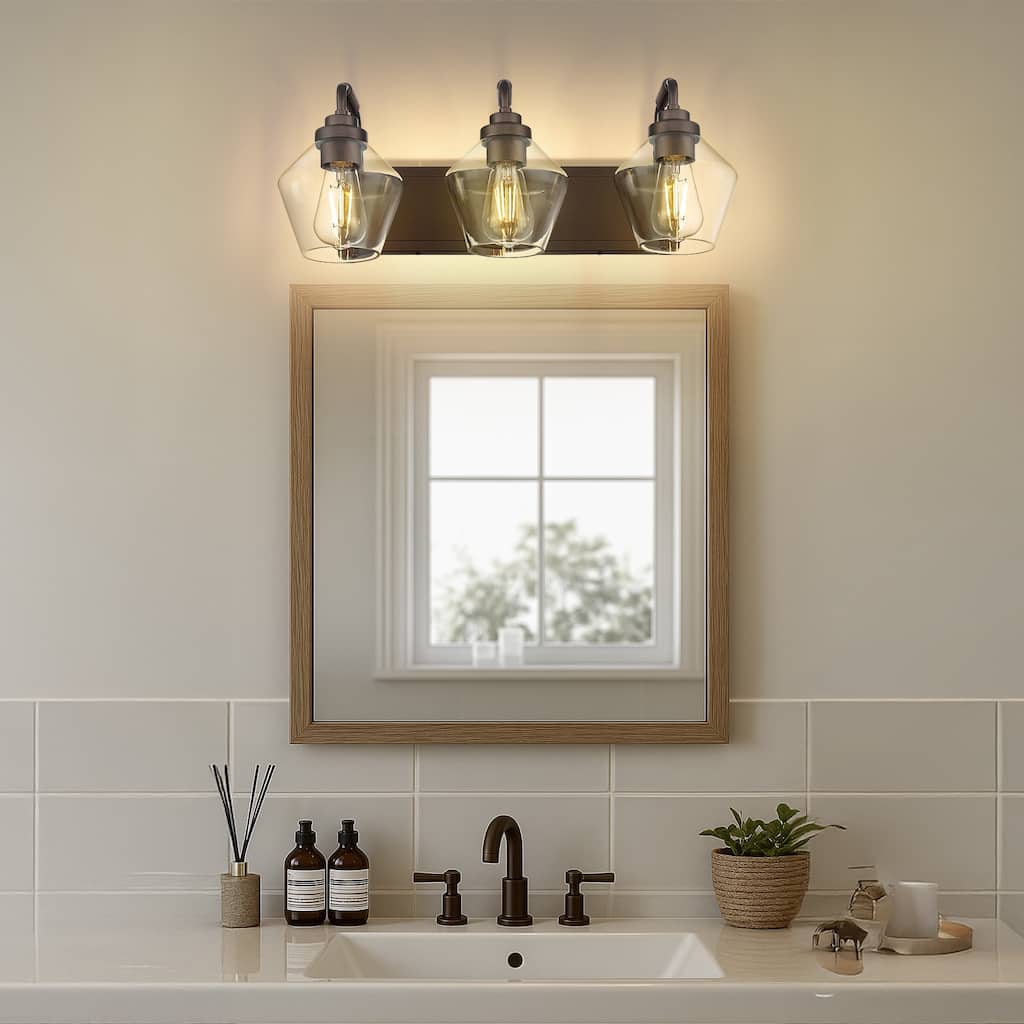 Modern 3/4-Light Bathroom Vanity Light in Oil-Rubbed Bronze/Gold