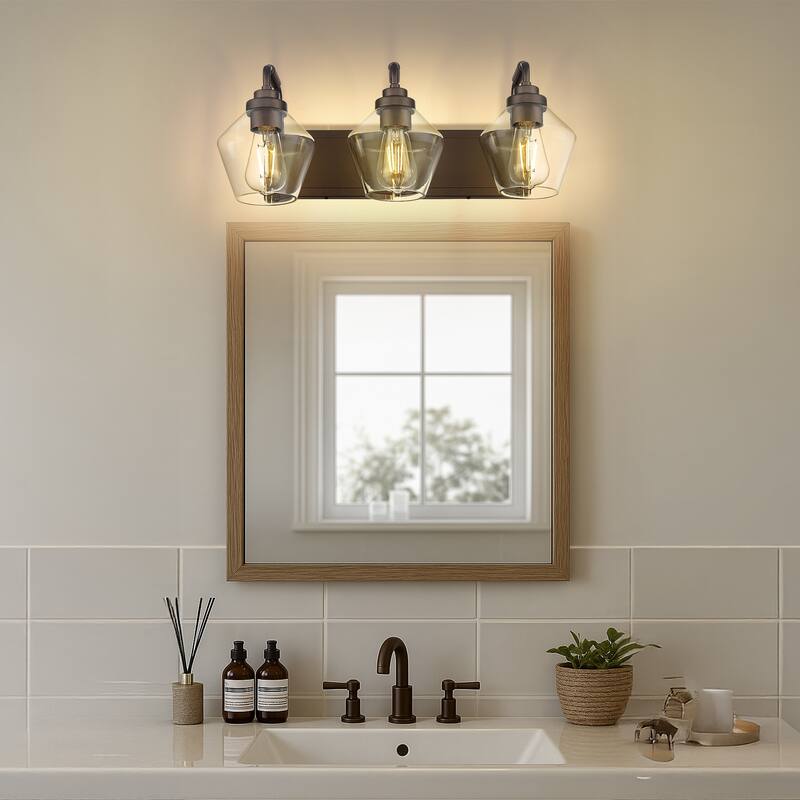 Modern 3/4-Light Bathroom Vanity Light in Oil-Rubbed Bronze/Gold