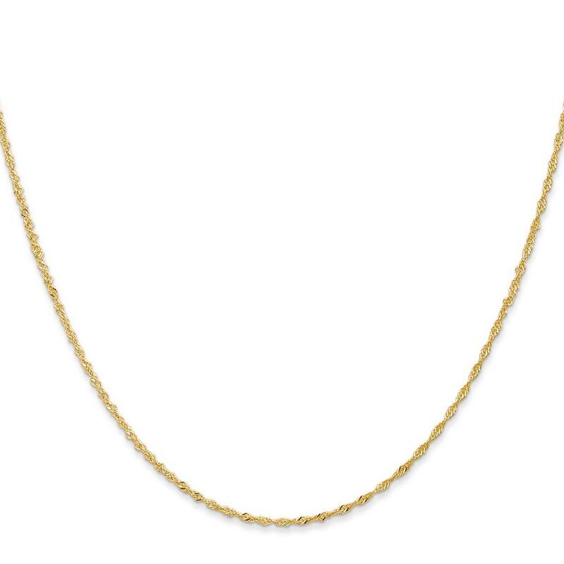 Curata 14k Yellow Gold 1mm Diamond-cut Light Singapore Chain Necklace Options: 16 18 20