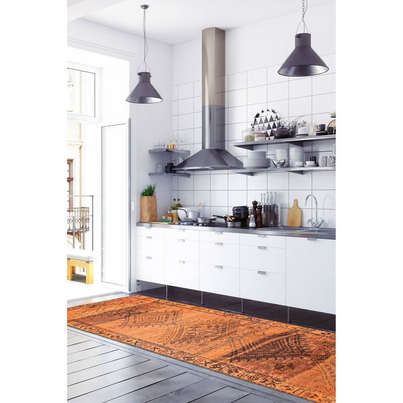 ECARPETGALLERY Hand-knotted Melis Vintage Copper Wool Rug - 3'3 x 12'2