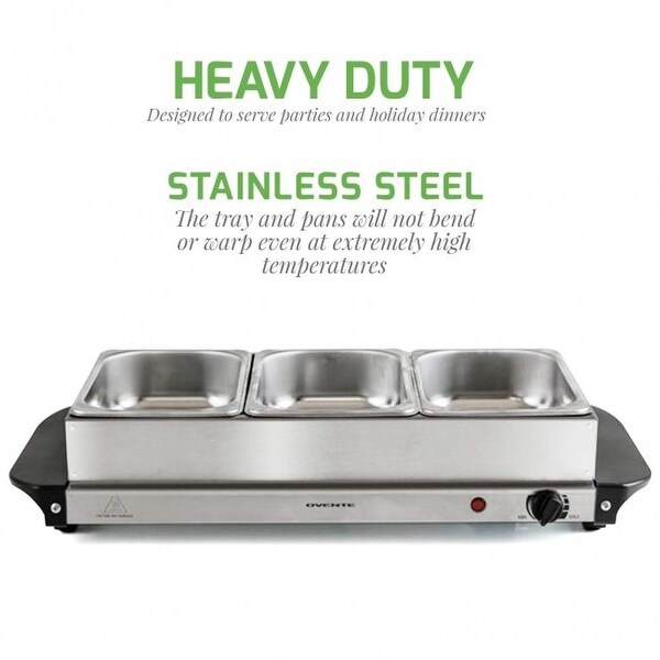 3 Compartment Divided Tray Serving Dish Details about   Stainless Steel Tray Food Warmer 